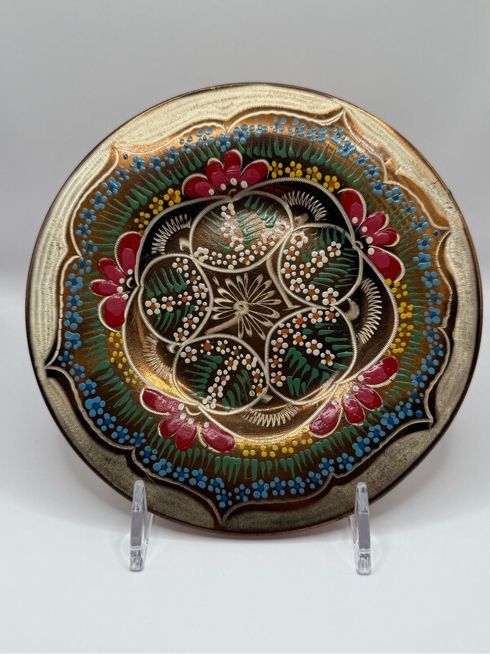 Decorative Hand Painted Enameled Copper Plate